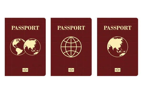 白い背景に隔離された国際的な生体認証の赤いパスポート — ストックベクタ