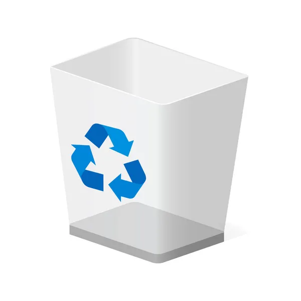 Prullenbak Mand Pictogram Met Recycle Teken Geïsoleerd Witte Achtergrond — Stockvector