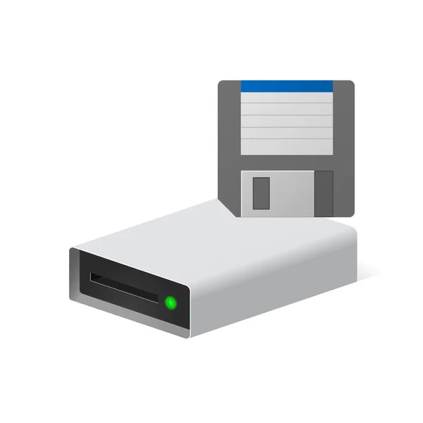 Volumetrische Diskette Diskdrive Voor Personal Computer — Stockvector