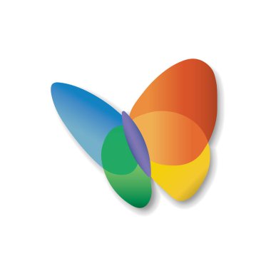 Beyaz arkaplanda gölge simgesi olan basit kelebek