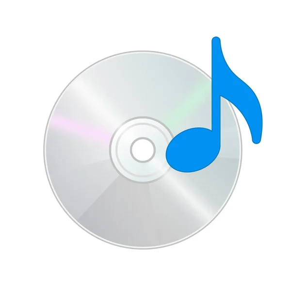 Compact Disk Icon Mit Musiknotiz Für Laufwerk — Stockvektor