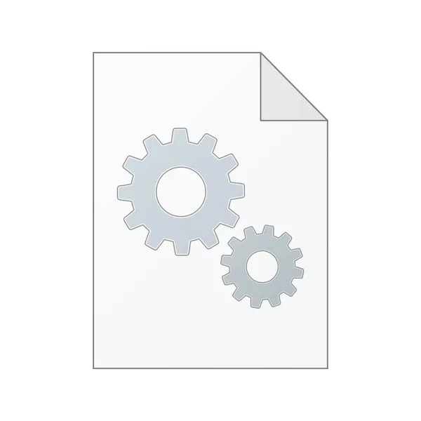 Datei Computer Dokument Symbol Mit Zahnrädern Isoliert Auf Weißem Hintergrund — Stockvektor