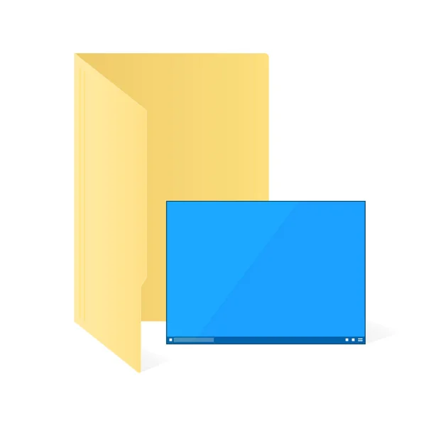 File Computer Folder Desktop Icon Isolated White Background — Stock Vector