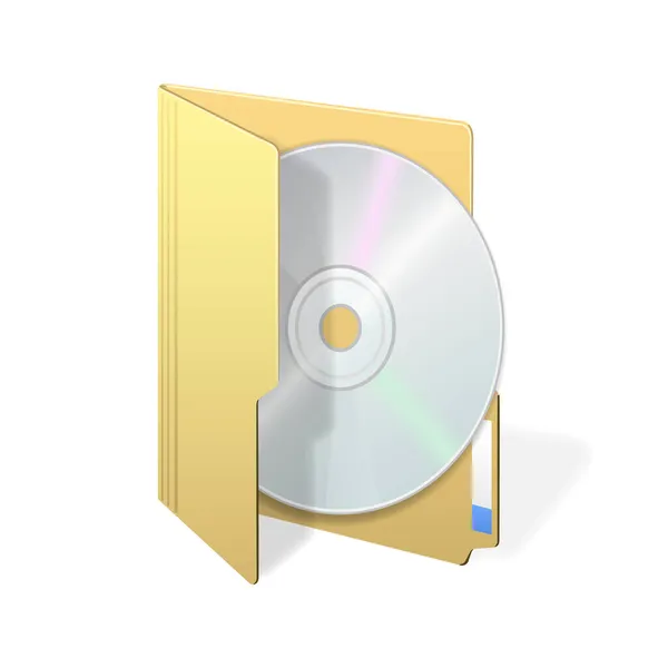 Dateicomputer Ordner Mit Compact Disk Symbol Isoliert Auf Weißem Hintergrund — Stockvektor