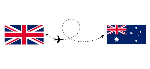 Πτήση Και Ταξίδι Από Ηνωμένο Βασίλειο Της Μεγάλης Βρετανίας Στην — Διανυσματικό Αρχείο