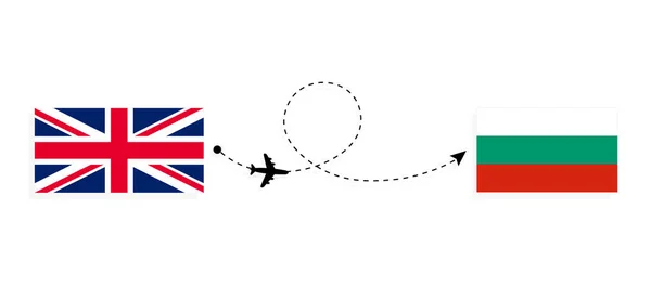 Рейс Поїздка Великої Британії Болгарії Концепцією Пасажирського Літака Travel — стоковий вектор