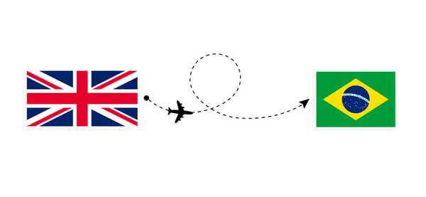 Vuelo Viaje Desde Reino Unido Gran Bretaña Brasil Avión Pasajeros — Archivo Imágenes Vectoriales