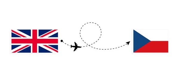Полет Путешествия Великобритании Чехию Пассажирском Самолете — стоковый вектор