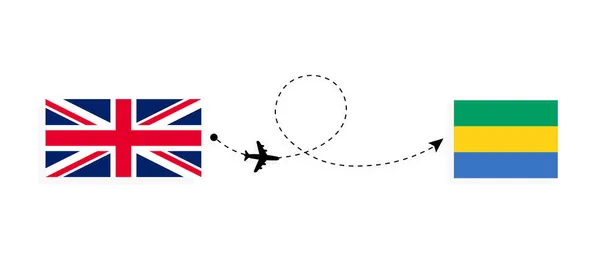 Πτήση Και Ταξίδι Από Ηνωμένο Βασίλειο Της Μεγάλης Βρετανίας Στην — Διανυσματικό Αρχείο