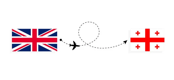 英国からジョージアへの旅客機でのフライトと旅行旅行のコンセプト — ストックベクタ