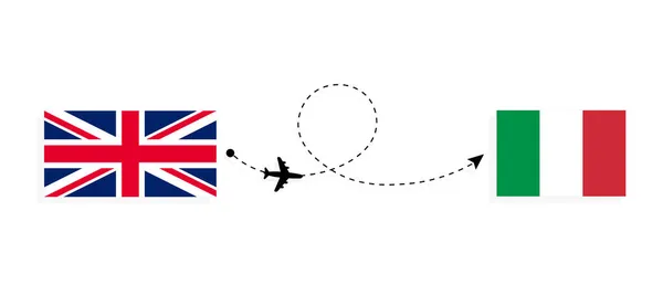Полет Путешествия Великобритании Италию Пассажирском Самолете — стоковый вектор