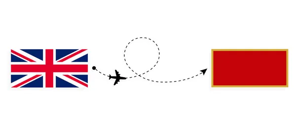 Volo Viaggio Dal Regno Unito Gran Bretagna Montenegro Aereo Passeggeri — Vettoriale Stock