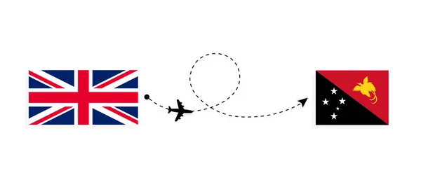 Flug Und Reise Von Großbritannien Nach Papua Neuguinea Mit Dem — Stockvektor