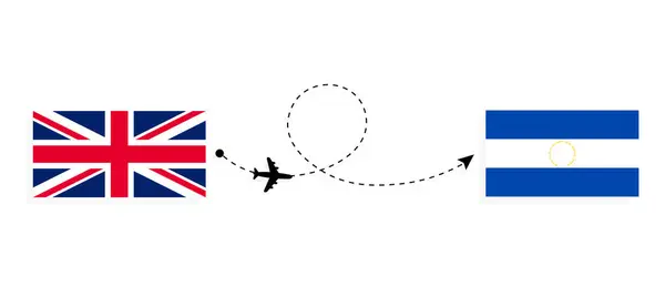 Ngiltere Birleşik Krallığından Yolcu Uçağı Konseptiyle Salvador Uçuş Seyahat — Stok Vektör