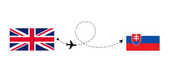 Vol Voyage Royaume Uni Grande Bretagne Slovaquie Par Avion Passagers — Image vectorielle