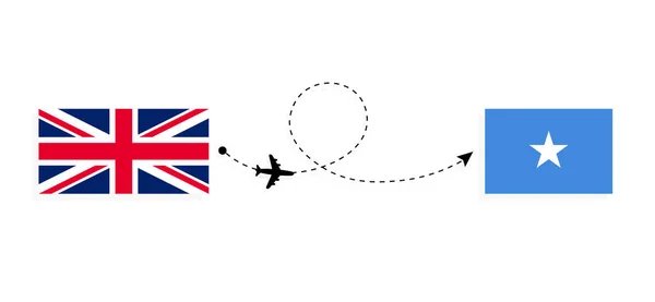 Πτήση Και Ταξίδι Από Ηνωμένο Βασίλειο Της Μεγάλης Βρετανίας Στη — Διανυσματικό Αρχείο