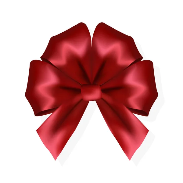Объемный Декоративный Красный Бант Рождество Счастливый Новогодний Символ — стоковый вектор