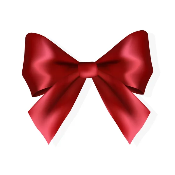 Objemová Dekorativní Červená Mašle Vánoce Šťastný Nový Rok Symbol — Stockový vektor
