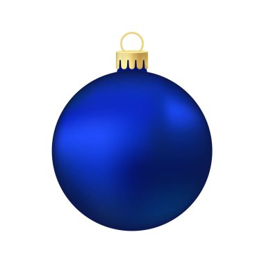 Mavi Noel ağacı oyuncağı veya top Volumetrik ve gerçekçi renk çizimi