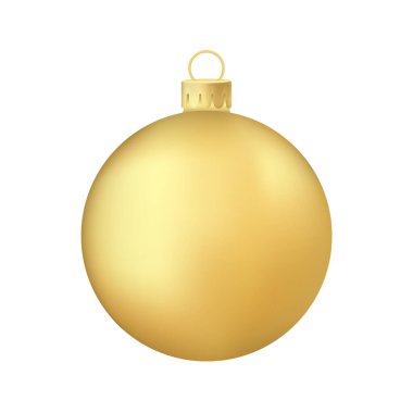 Altın Noel ağacı oyuncağı veya top Volumetrik ve gerçekçi renk çizimi