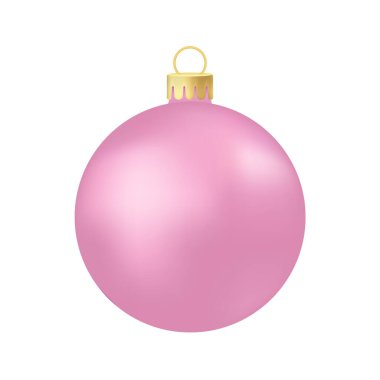 Pembe gül Noel ağacı oyuncağı veya top Volumetrik ve gerçekçi renk çizimi
