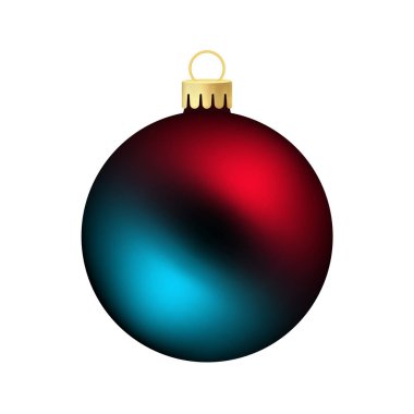 Gökkuşağı Noel oyuncağı ya da top mavi ve kırmızı renkte