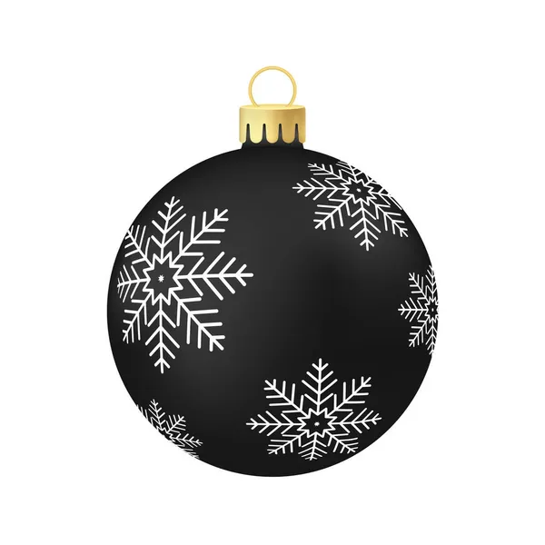 Juguete Pelota Árbol Navidad Negro Ilustración Volumétrica Realista Color — Archivo Imágenes Vectoriales