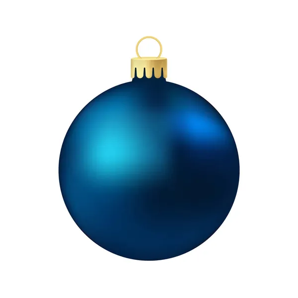 Koyu Mavi Noel Ağacı Oyuncağı Veya Top Volumetrik Gerçekçi Renk — Stok Vektör