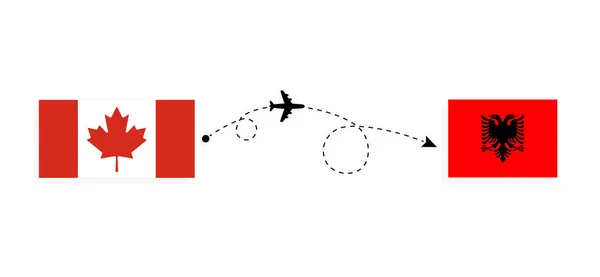 Flug Und Reise Von Kanada Nach Albanien Mit Dem Passagierflugzeug — Stockvektor