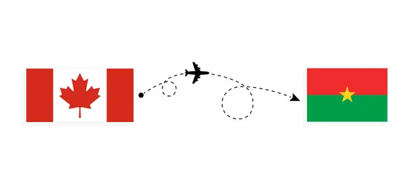 Vlucht Reizen Van Canada Naar Burkina Faso Passagiersvliegtuig Reisconcept — Stockvector