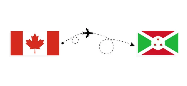 Vlucht Reizen Van Canada Naar Burundi Passagiersvliegtuig Reisconcept — Stockvector