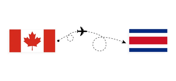 Vlucht Reizen Van Canada Naar Costa Rica Passagiersvliegtuig Reisconcept — Stockvector