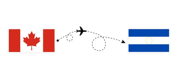 Vlucht Reizen Van Canada Naar Salvador Passagiersvliegtuig Reisconcept — Stockvector