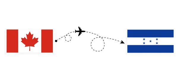 Vlucht Reizen Van Canada Naar Honduras Passagiersvliegtuig Reisconcept — Stockvector