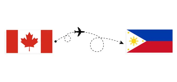 Flyg Och Resa Från Kanada Till Filippinerna Med Passagerarflygplan Resekoncept — Stock vektor