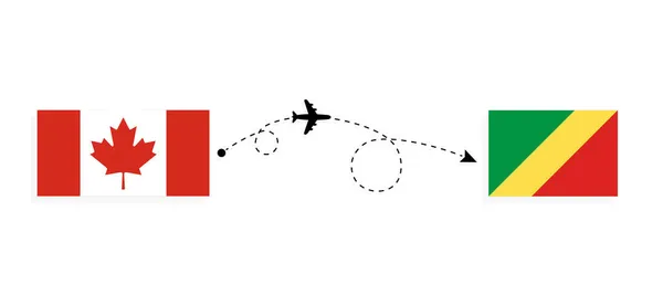 Vlucht Reizen Van Canada Naar Republiek Congo Passagiersvliegtuig Reisconcept — Stockvector