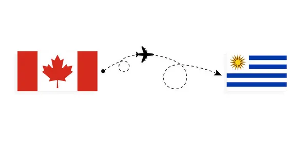 Vol Voyage Canada Uruguay Par Avion Passagers Concept Voyage — Image vectorielle