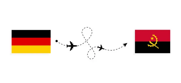 Flug Und Anreise Von Deutschland Nach Angola Mit Dem Passagierflugzeug — Stockvektor