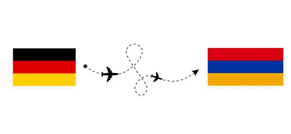 Vuelo Viaje Alemania Armenia Avión Pasajeros Concepto Viaje — Archivo Imágenes Vectoriales