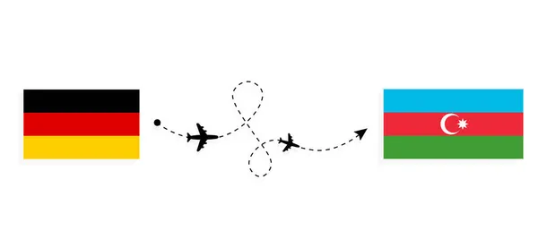 Voo Viagem Alemanha Para Azerbaijão Por Avião Passageiros Conceito Viagem —  Vetores de Stock