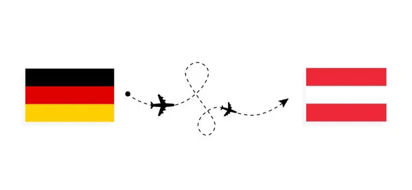 Vuelo Viaje Alemania Austria Avión Pasajeros Concepto Viaje — Archivo Imágenes Vectoriales