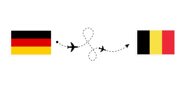 Vuelo Viaje Alemania Bélgica Avión Pasajeros Concepto Viaje — Archivo Imágenes Vectoriales