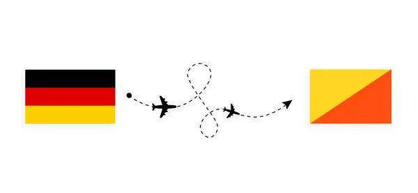 Vuelo Viaje Alemania Bután Avión Pasajeros Concepto Viaje — Archivo Imágenes Vectoriales