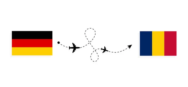 Vuelo Viaje Alemania Chad Avión Pasajeros Concepto Viaje — Archivo Imágenes Vectoriales
