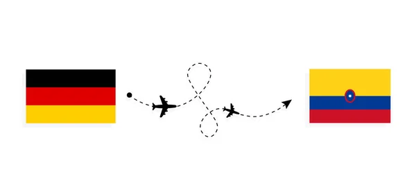 Vuelo Viaje Alemania Colombia Avión Pasajeros Concepto Viaje — Archivo Imágenes Vectoriales
