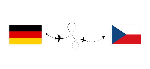 Vuelo Viaje Alemania Chequia Avión Pasajeros Concepto Viaje — Archivo Imágenes Vectoriales