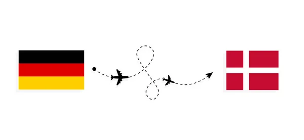 Voo Viagem Alemanha Para Dinamarca Por Avião Passageiros Conceito Viagem — Vetor de Stock