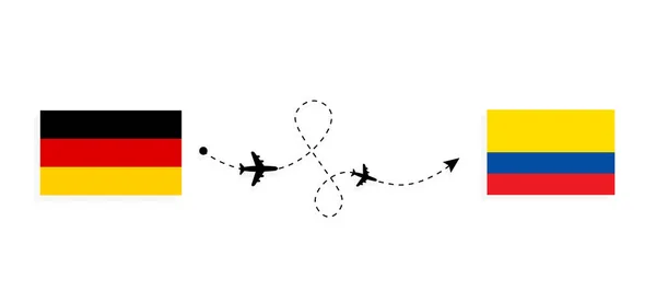 Vuelo Viaje Alemania Ecuador Avión Pasajeros Concepto Viaje — Archivo Imágenes Vectoriales
