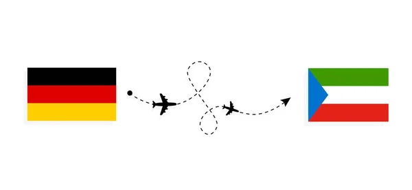 Flight Travel Germany Equatorial Guinea Passenger Airplane Travel Concept — Stock Vector