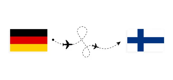 Flyg Och Resa Från Tyskland Till Finland Med Passagerarflygplan Resekoncept — Stock vektor